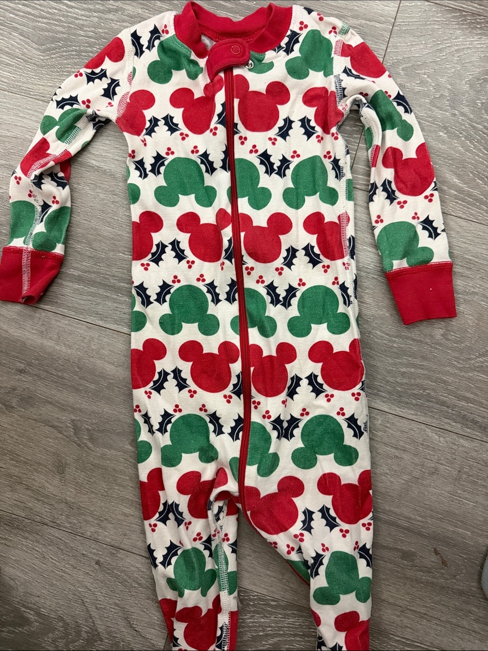 Hanna Andersson Disney Mickey Christmas Kids Holiday One-Piece Pajamas 2T